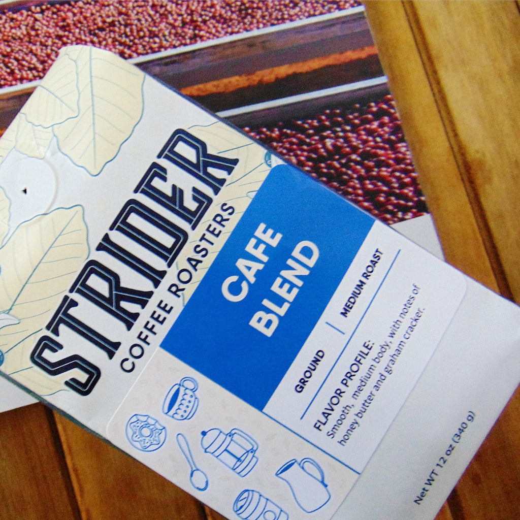 Strider Cafe Blend Ground Medium Roast Brazil Specialty Coffee 12oz - Strider Coffee Roasters -