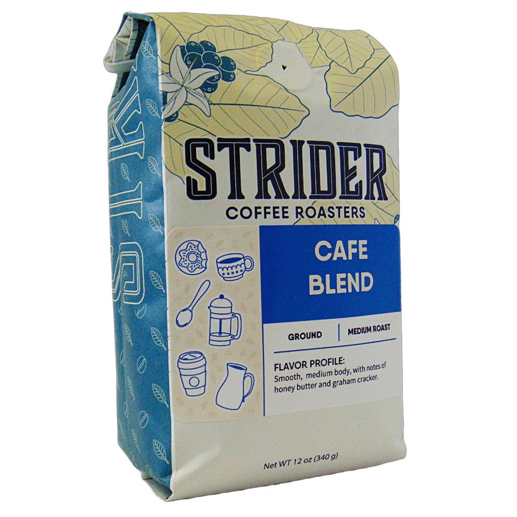 Strider Cafe Blend Ground Medium Roast Brazil Specialty Coffee 12oz - Strider Coffee Roasters -