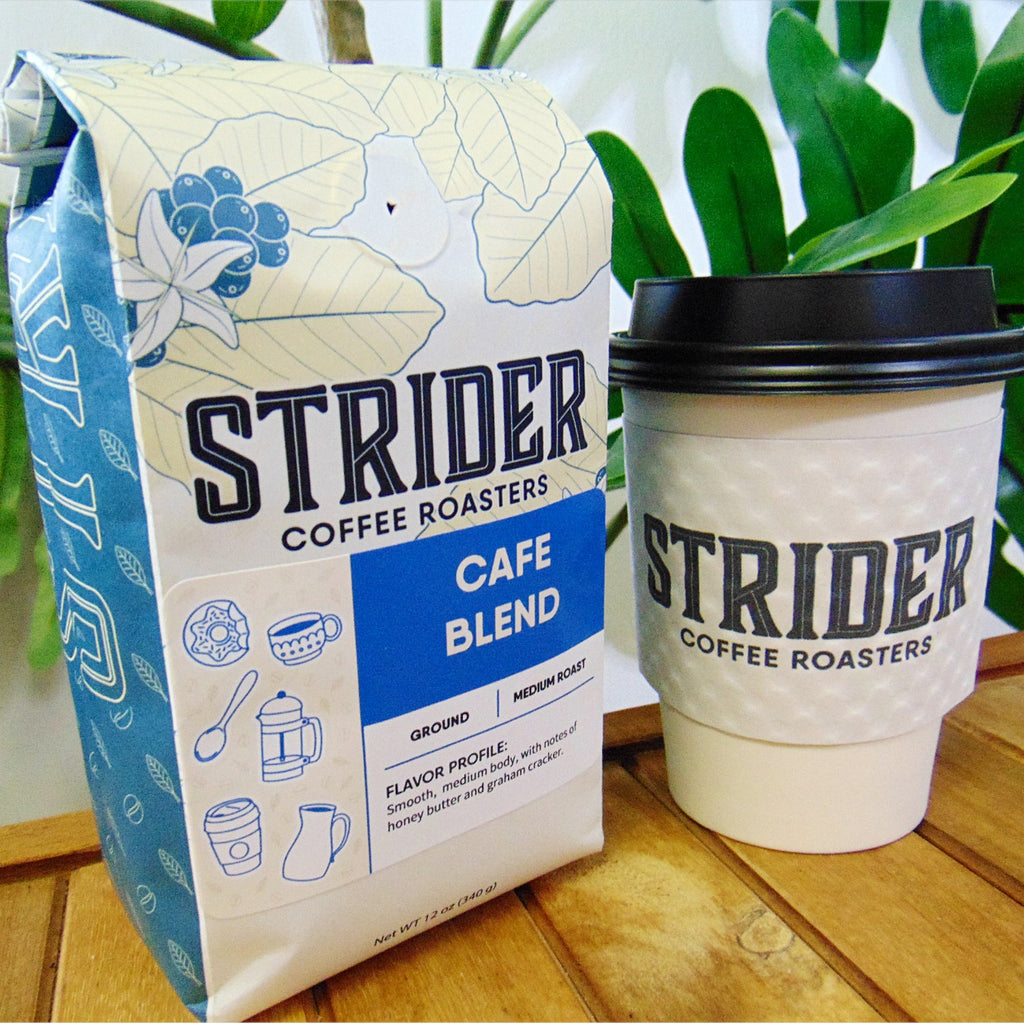 Strider Cafe Blend Ground Medium Roast Brazil Specialty Coffee 12oz - Strider Coffee Roasters -