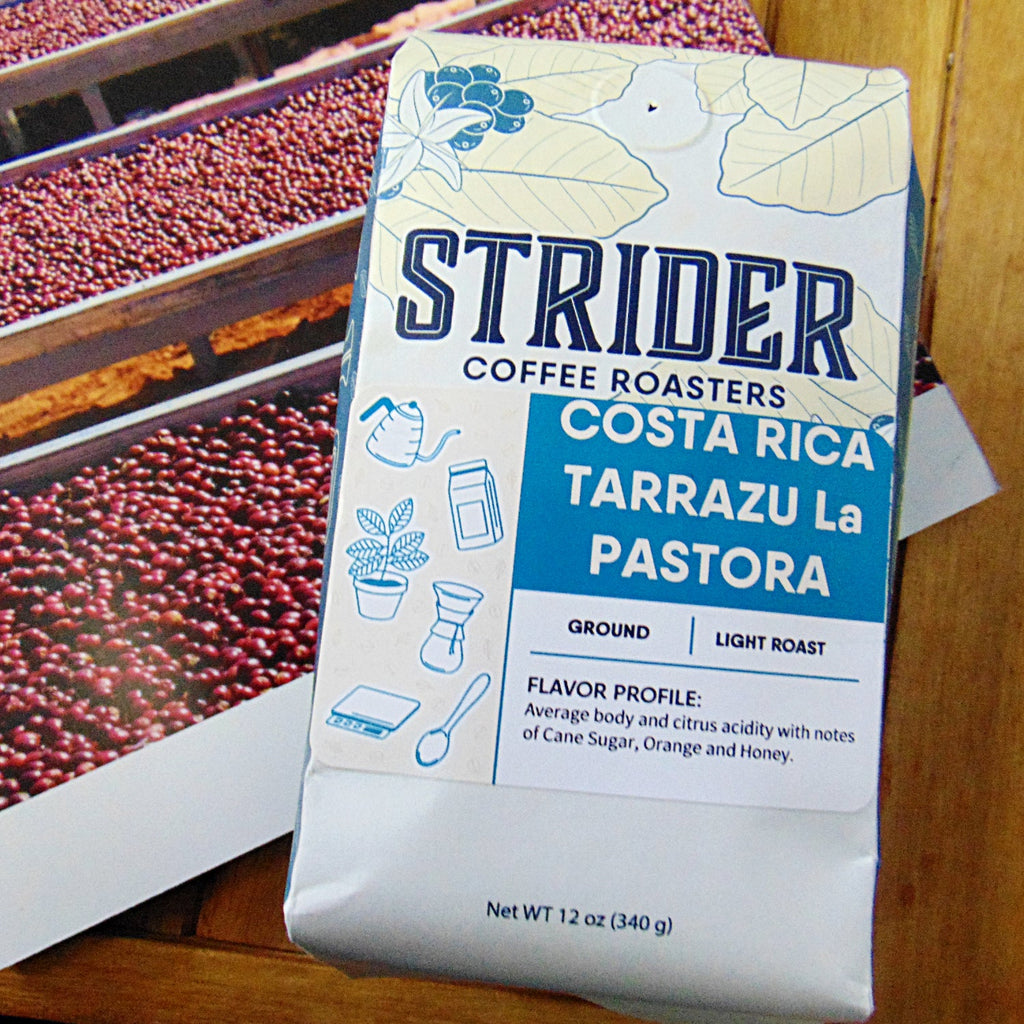 Strider Coffee Roasters, Costa Rica Tarrazu, Light Roast, Ground, Specialty Coffee, 12 ounce, Strider Coffee Roasters