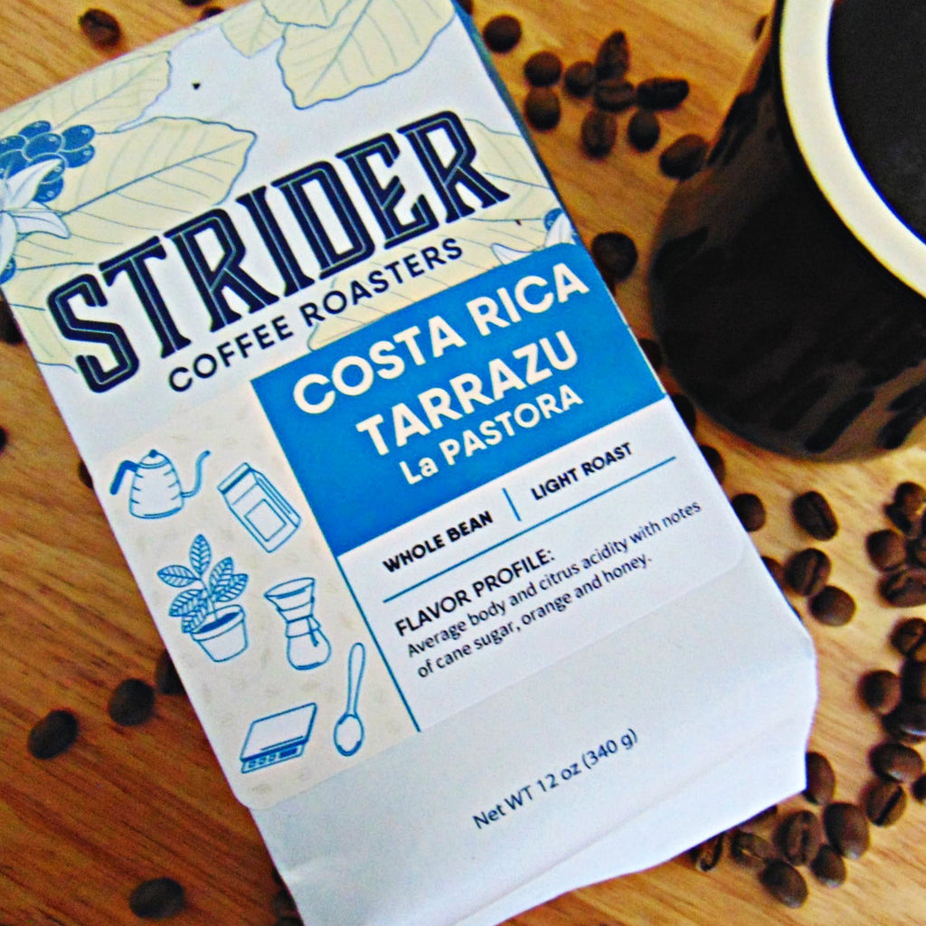 Costa Rica Tarrazu Specialty Coffee - 12 oz Whole Bean Light Roast Gift - Strider Coffee Roasters -