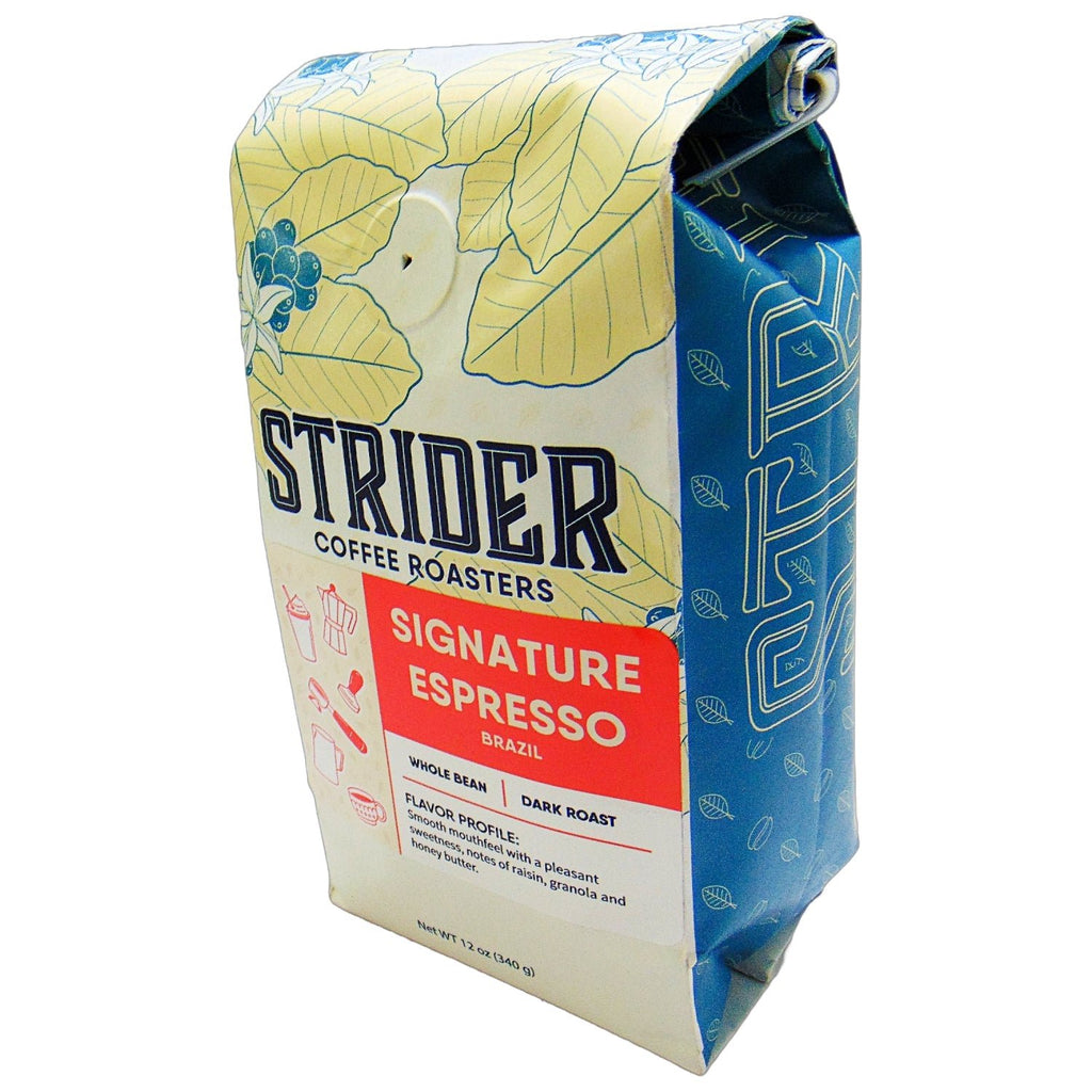 Strider Coffee Roasters, Espresso Blend, Dark Roast, Whole Bean, Specialty Coffee, Brazil Blend, 12 ounce, Coffee Gifts - Strider Coffee Roasters - 850037297061