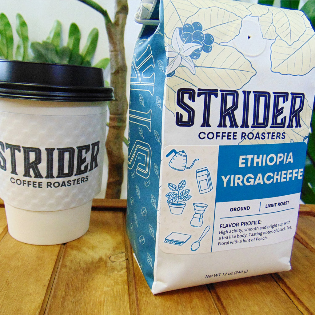 Ethiopia Yirgacheffe Specialty Coffee, Light Roast, 12oz Ground - Strider Coffee Roasters -