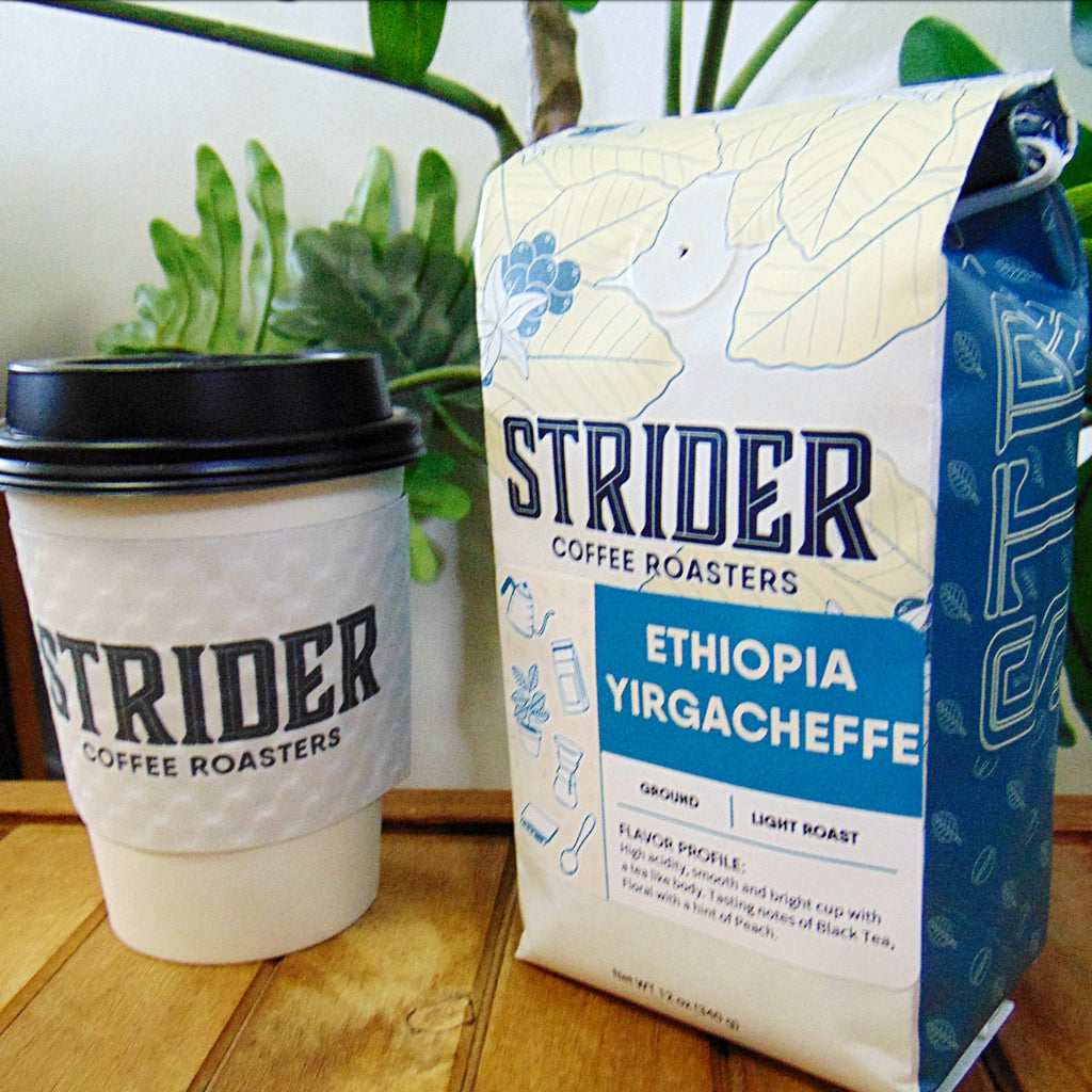 Ethiopia Yirgacheffe Specialty Coffee, Light Roast, 12oz Ground - Strider Coffee Roasters -