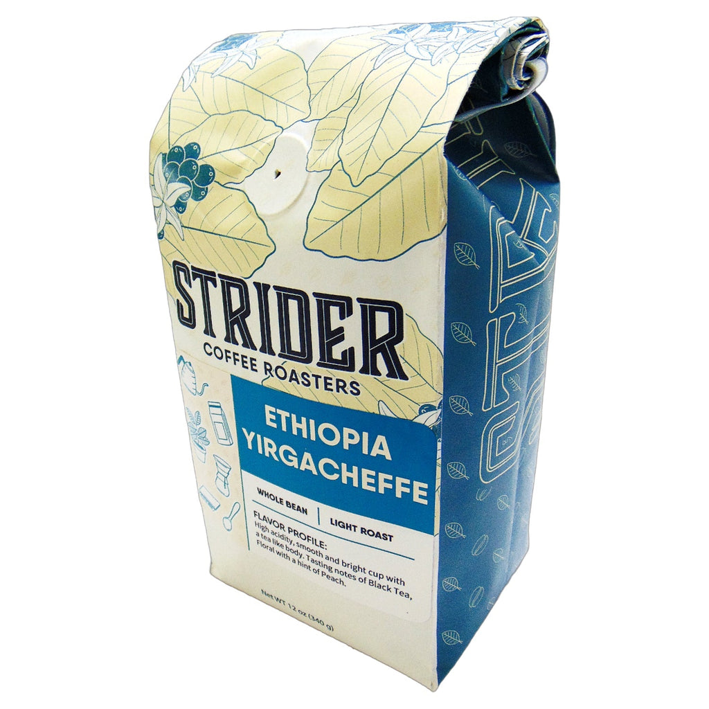 Strider Coffee Roasters, Ethiopia Yirgacheffe, Light Roast, Whole Bean, Specialty Coffee, Pour Over, 12 ounce - Strider Coffee Roasters -