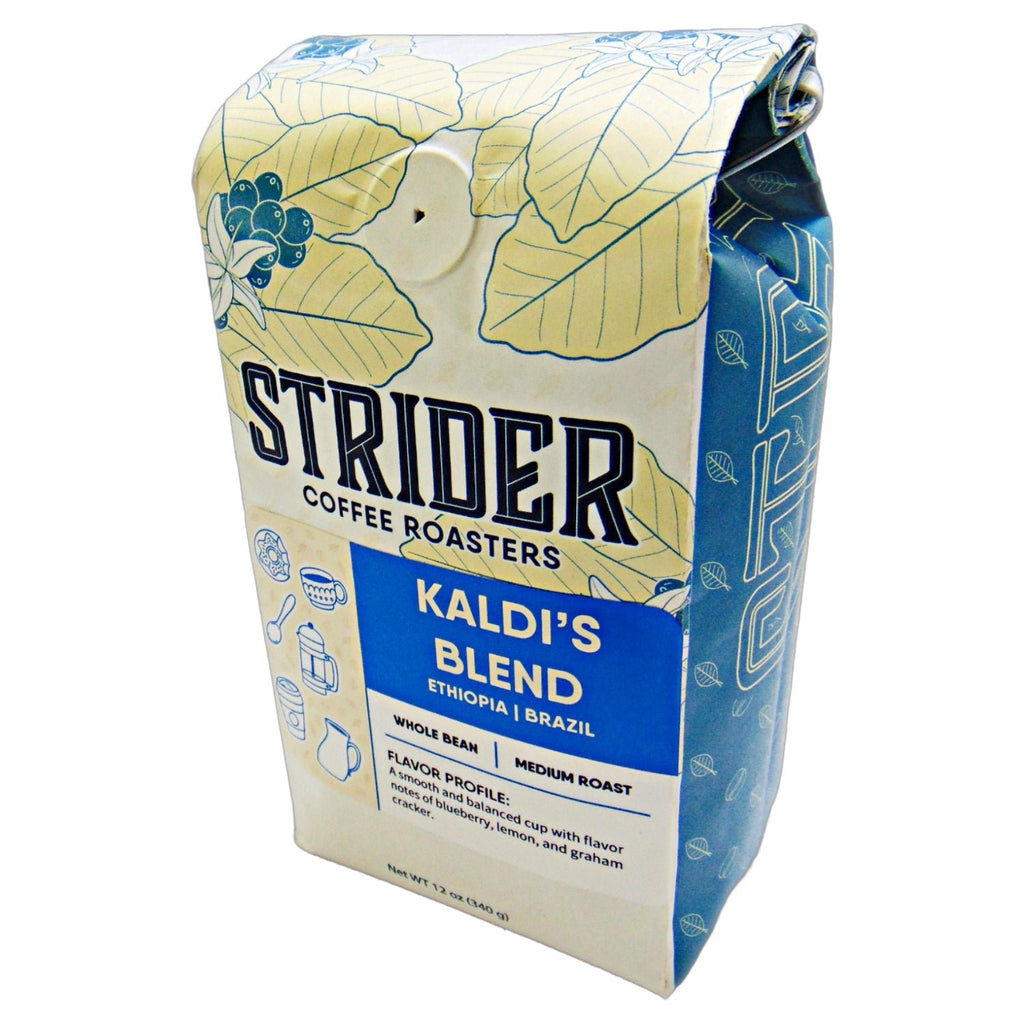 Strider Coffee Roasters, Ethiopian Blend, Kaldi's Coffee, Medium Roast, Whole Bean, Specialty Coffee, 12 ounce, Brazil Blend - Strider Coffee Roasters - 850037297047