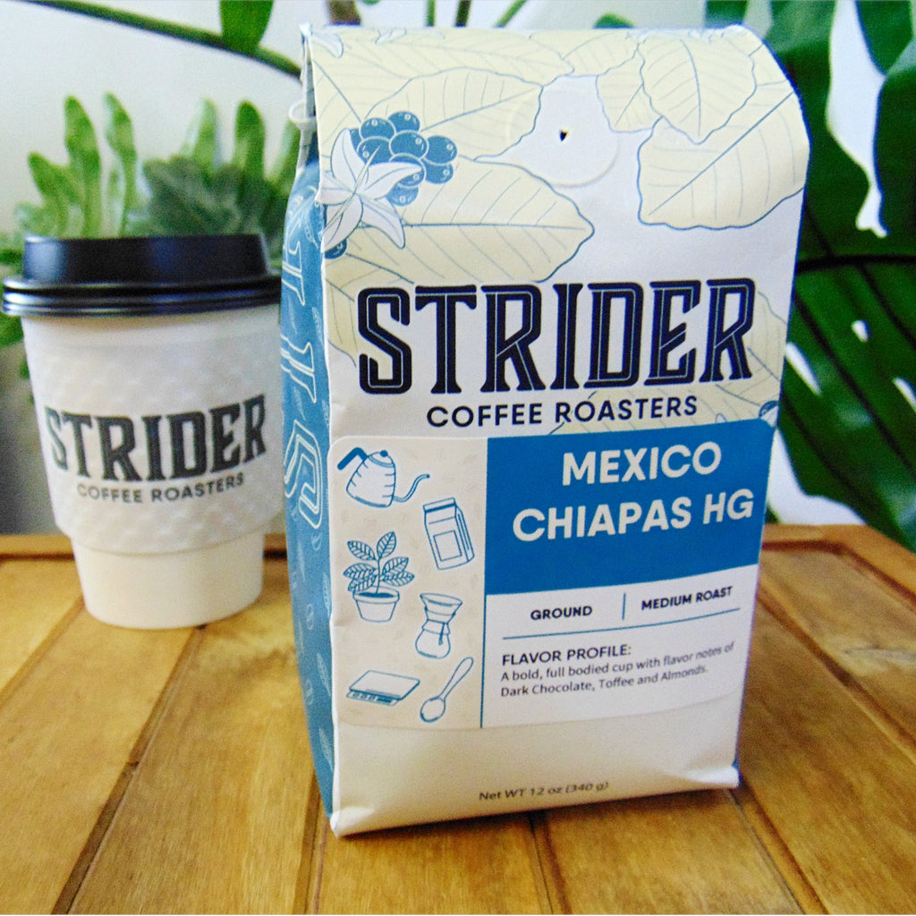 Mexican Chiapas Ground Coffee, Dark Chocolate and Toffee Flavors, 12 oz - Strider Coffee Roasters -