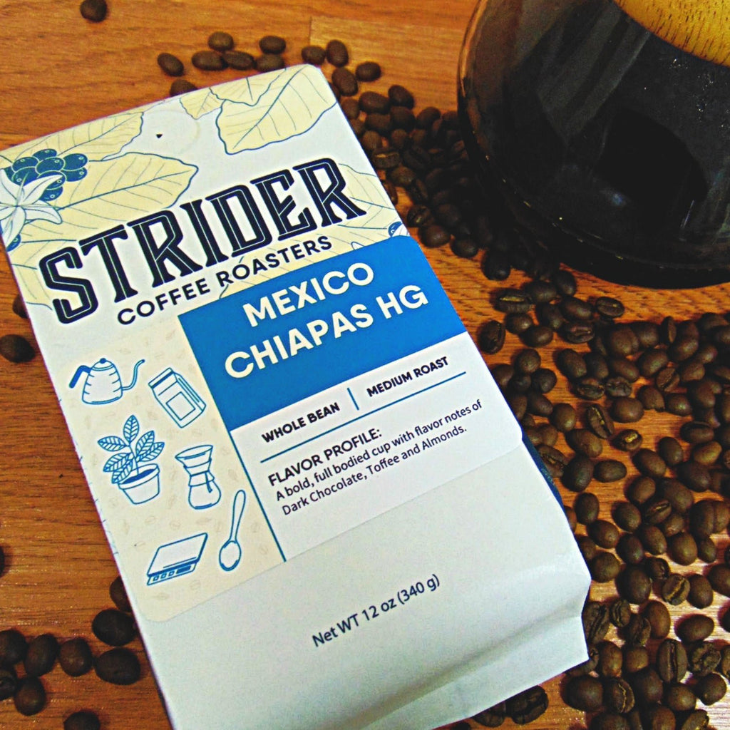 Strider Coffee Roasters Mexico Chiapas Whole Bean 12 oz Dark Chocolate Toffee Medium Roast - Strider Coffee Roasters -