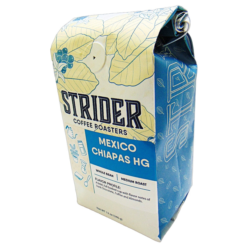 Strider Coffee Roasters Mexico Chiapas Whole Bean 12 oz Dark Chocolate Toffee Medium Roast - Strider Coffee Roasters -
